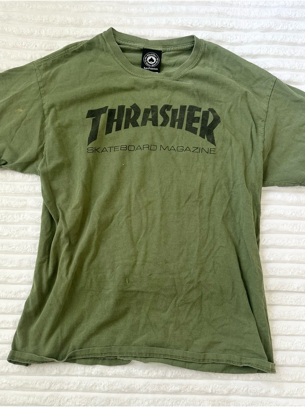 Thrasher Olive Green Logo Tee for Men
